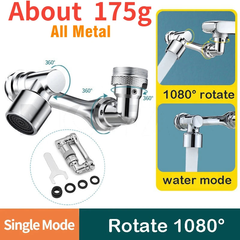 Métal 1080 °   Tête de pulvérisation de robinet à Rotation universelle, adaptateur 22/24mm, prolongateur de robinet de lavabo, aérateur, buse de barboteur, robinet de cuisine
