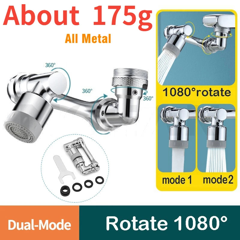 Métal 1080 °   Tête de pulvérisation de robinet à Rotation universelle, adaptateur 22/24mm, prolongateur de robinet de lavabo, aérateur, buse de barboteur, robinet de cuisine