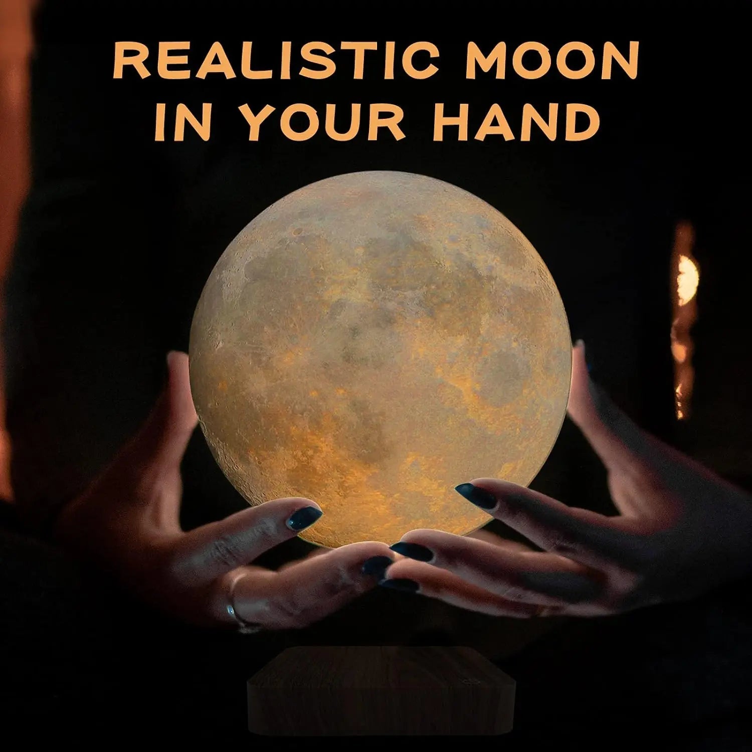 Veilleuse magnétique flottante en forme de lune, 3 températures de couleur, lampe de table LED 3D créative avec socle en bois, idéale comme cadeau ou pour le bureau. - Maison & Déco